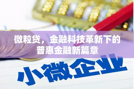 永清微粒贷，金融科技革新下的普惠金融新篇章
