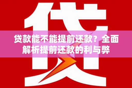 永清贷款能不能提前还款？全面解析提前还款的利与弊
