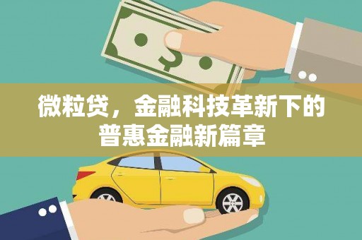 永清微粒贷，金融科技革新下的普惠金融新篇章