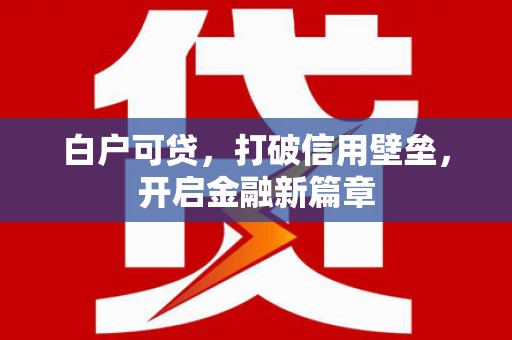 永清白户可贷，打破信用壁垒，开启金融新篇章