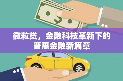 永清微粒贷，金融科技革新下的普惠金融新篇章