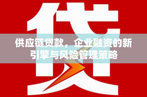 永清供应链贷款，企业融资的新引擎与风险管理策略