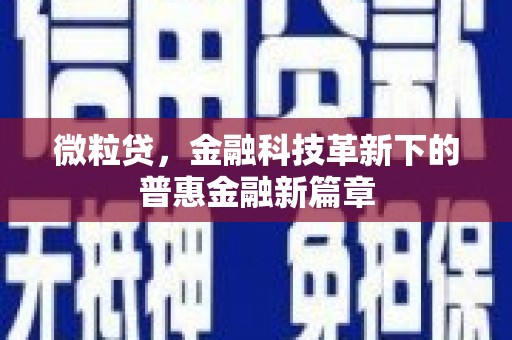 永清微粒贷，金融科技革新下的普惠金融新篇章