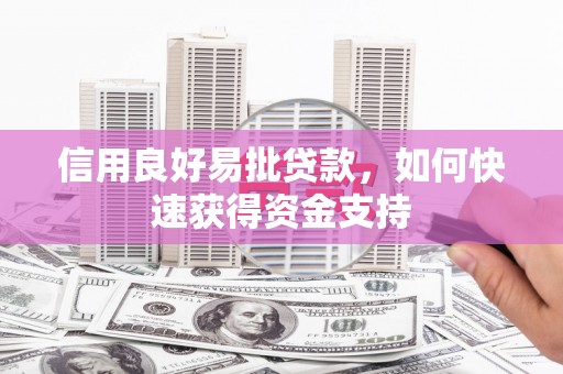 永清信用良好易批贷款，如何快速获得资金支持